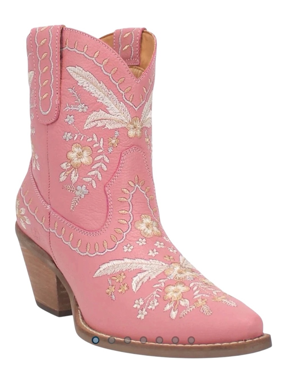 DINGO Primrose Pink Floral Ankle Western Bootie